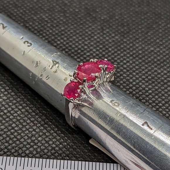 Three Rubies in Sterling Silver Ring - Picture 1 of 3